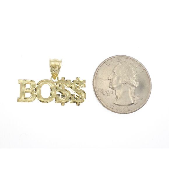 BOSS Pendant Charm Dollar Sign 10k Yellow Gold - Picture 2 of 3